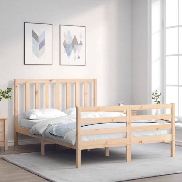 vidaXL Bedframe met hoofdbord massief hout