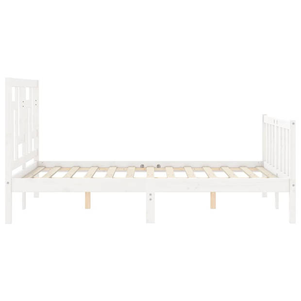 vidaXL Bedframe met hoofdbord massief hout wit