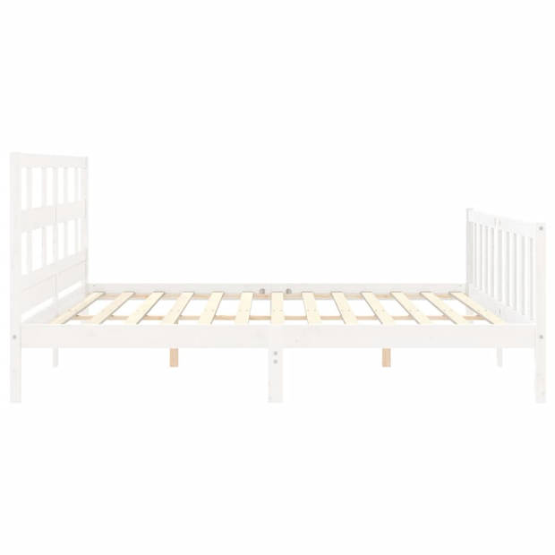 vidaXL Bedframe met hoofdbord massief hout wit