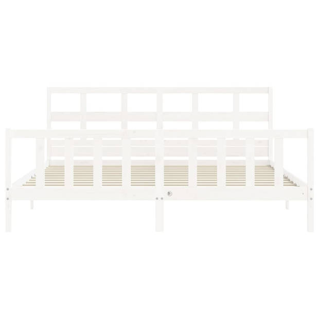 vidaXL Bedframe met hoofdbord massief hout wit