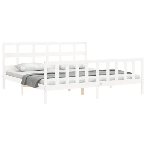 vidaXL Bedframe met hoofdbord massief hout wit