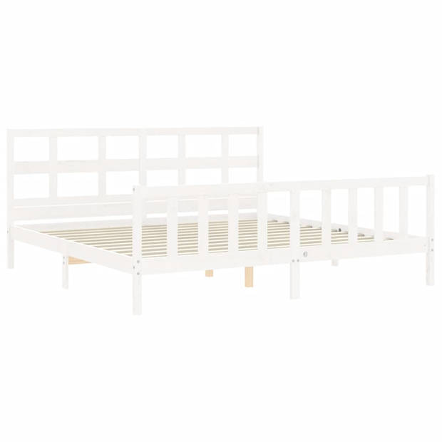 vidaXL Bedframe met hoofdbord massief hout wit