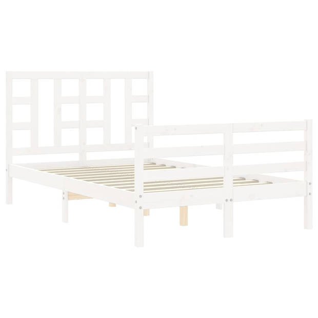 vidaXL Bedframe met hoofdbord massief hout wit