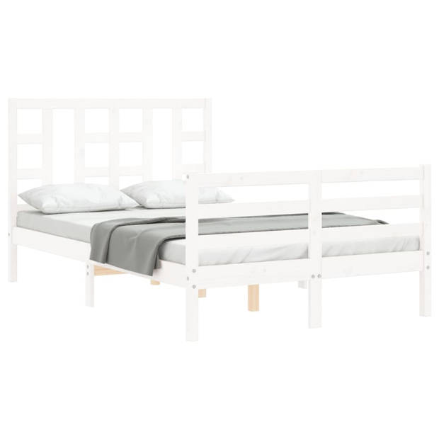 vidaXL Bedframe met hoofdbord massief hout wit