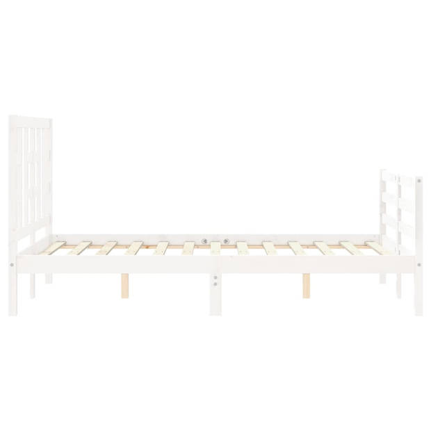 vidaXL Bedframe met hoofdbord massief hout wit