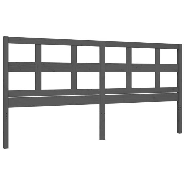 vidaXL Bedframe met hoofdbord massief hout grijs 200x200 cm