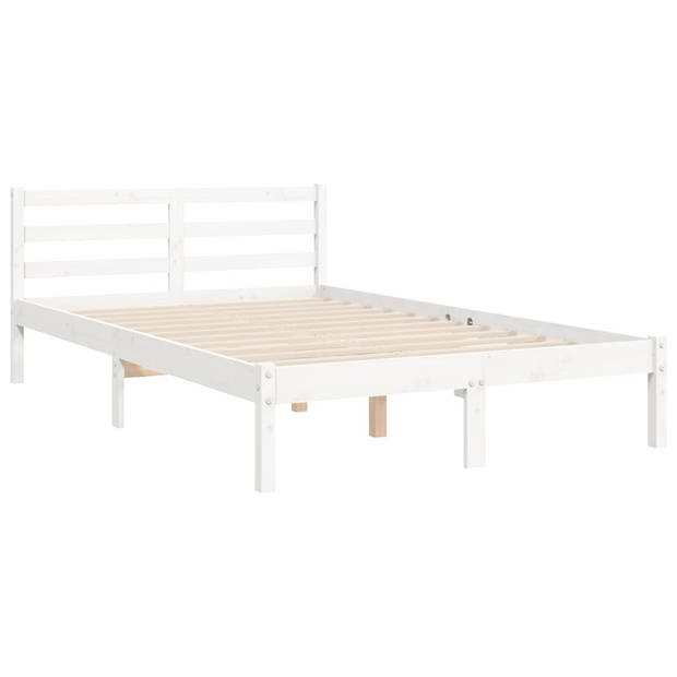 vidaXL Bedframe met hoofdbord massief hout wit 120x200 cm