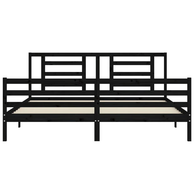 vidaXL Bedframe met hoofdbord massief hout zwart 200x200 cm