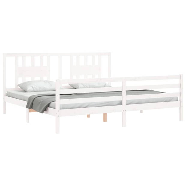 vidaXL Bedframe met hoofdbord massief hout wit