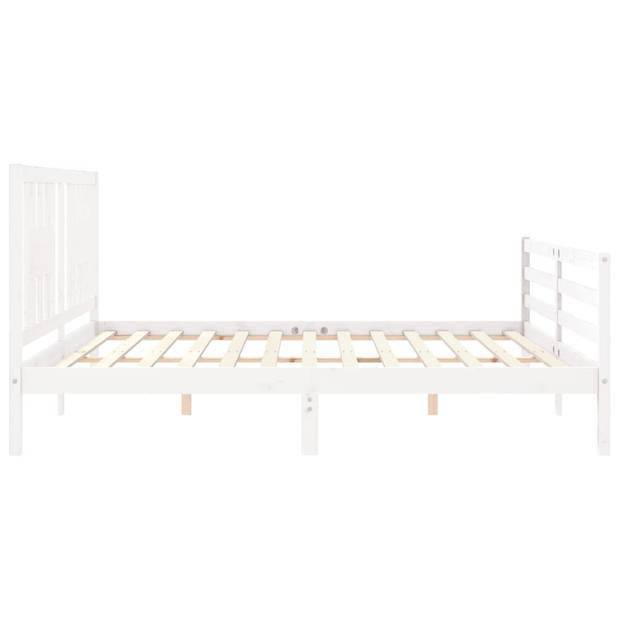 vidaXL Bedframe met hoofdbord massief hout wit