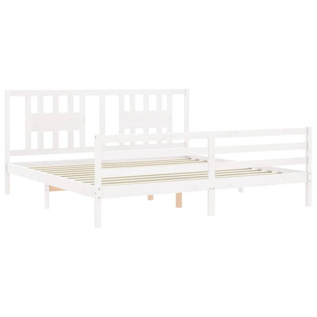 vidaXL Bedframe met hoofdbord massief hout wit