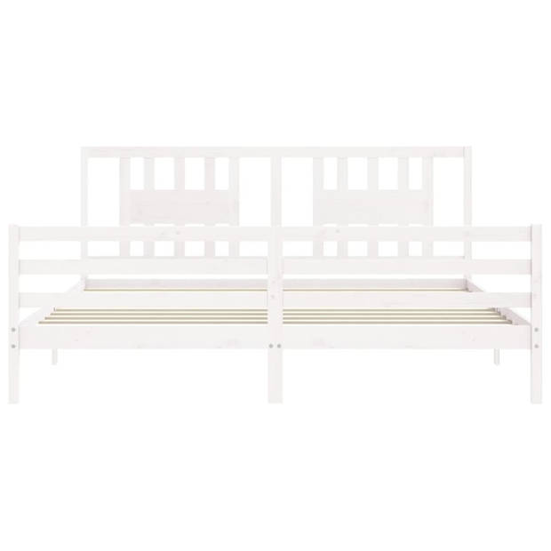 vidaXL Bedframe met hoofdbord massief hout wit