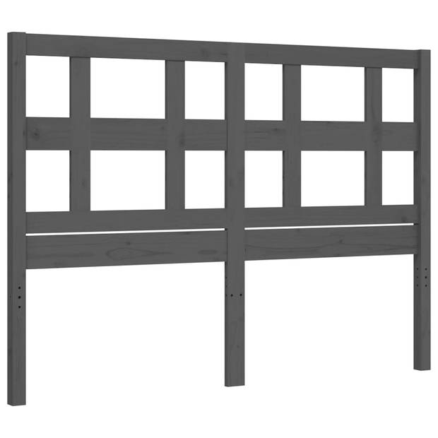 vidaXL Bedframe met hoofdbord massief hout grijs 140x190 cm