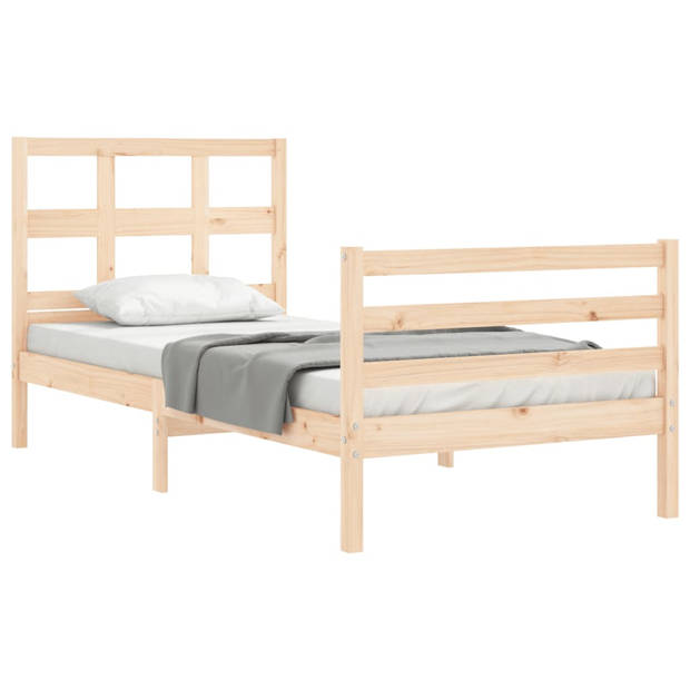 vidaXL Bedframe met hoofdbord massief hout 90x200 cm