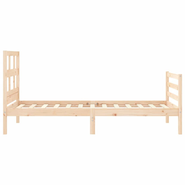 vidaXL Bedframe met hoofdbord massief hout 90x200 cm