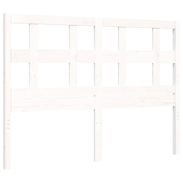 vidaXL Bedframe met hoofdbord massief hout wit