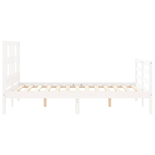 vidaXL Bedframe met hoofdbord massief hout wit