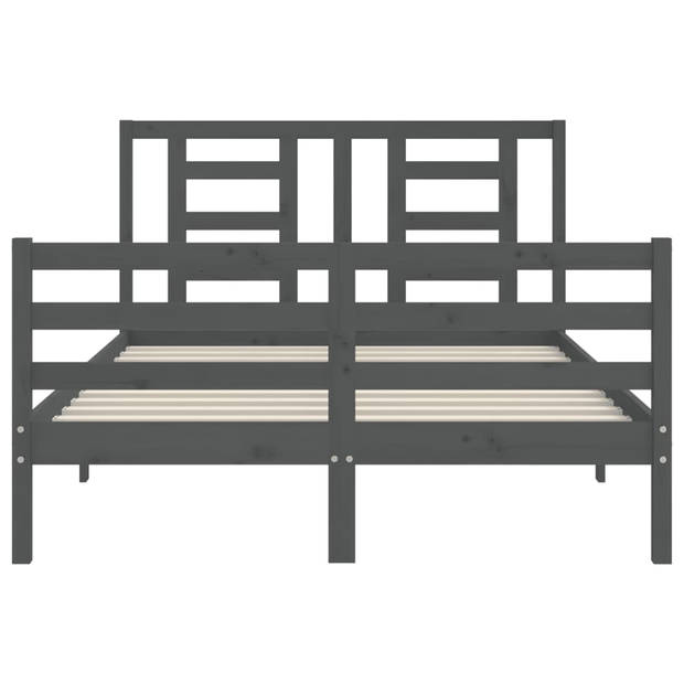 vidaXL Bedframe met hoofdbord massief hout grijs