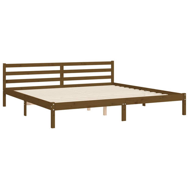 vidaXL Bedframe met hoofdbord massief hout honingbruin 200x200 cm