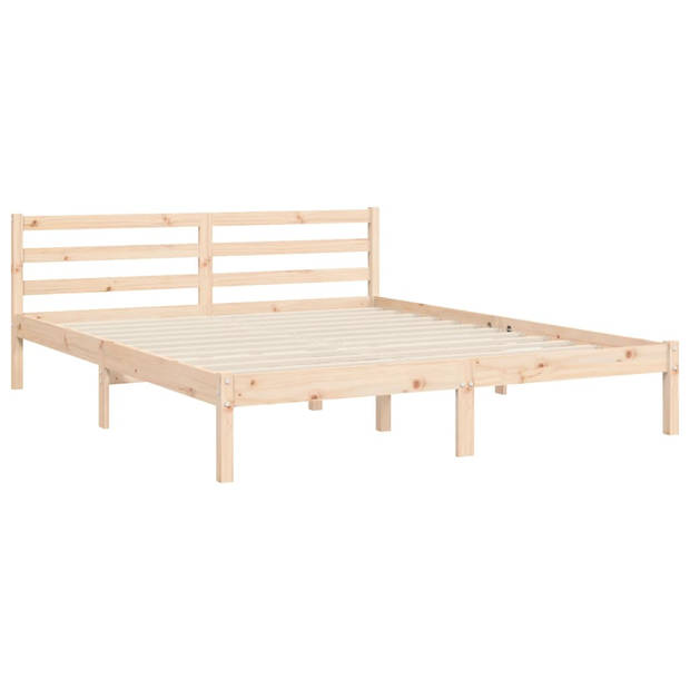 vidaXL Bedframe met hoofdbord massief hout 160x200 cm