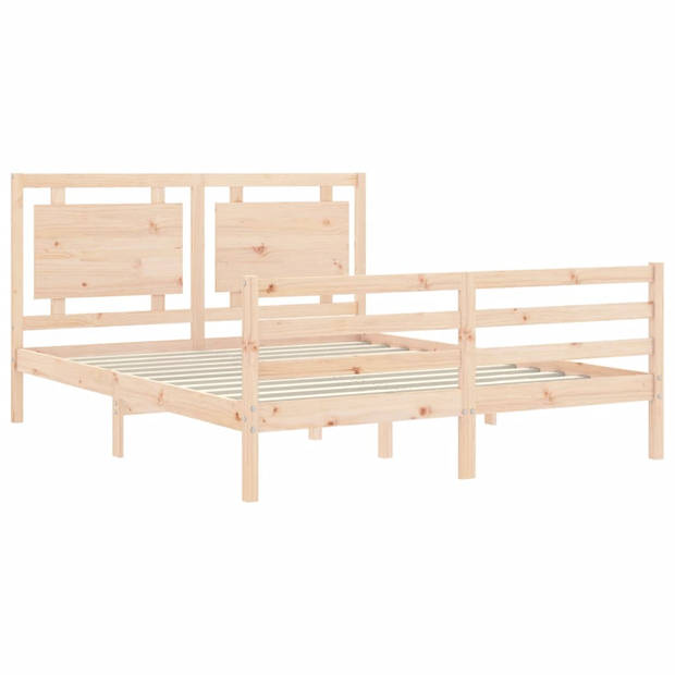 vidaXL Bedframe met hoofdbord massief hout