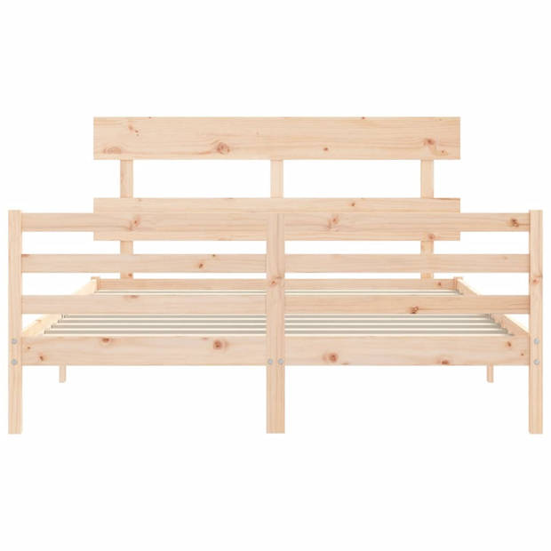 vidaXL Bedframe met hoofdbord massief hout 160x200 cm