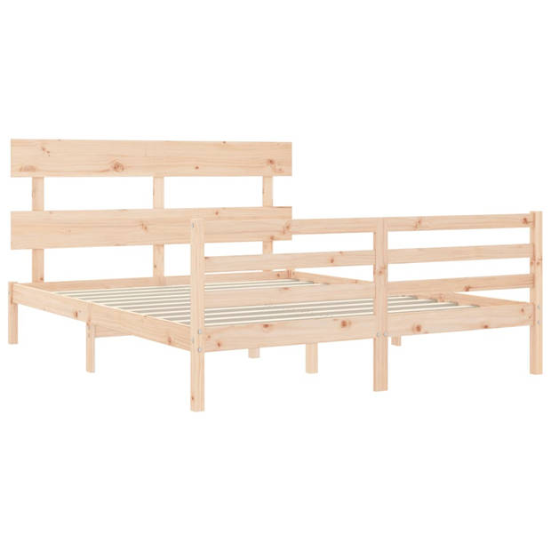 vidaXL Bedframe met hoofdbord massief hout 160x200 cm