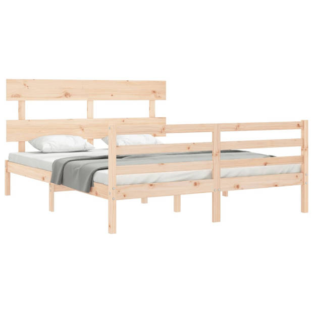 vidaXL Bedframe met hoofdbord massief hout 160x200 cm