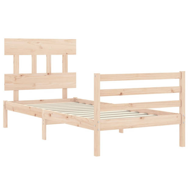 vidaXL Bedframe met hoofdbord massief hout 90x200 cm