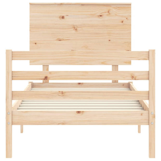 vidaXL Bedframe met hoofdbord massief hout