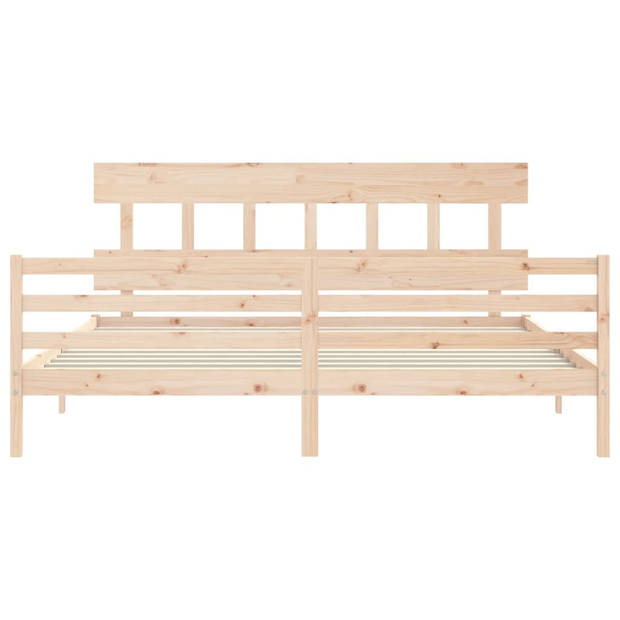 vidaXL Bedframe met hoofdbord massief hout