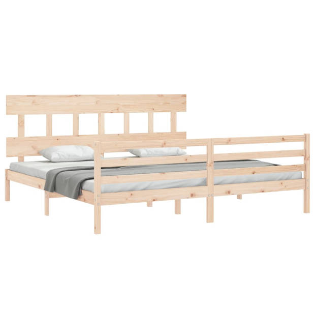 vidaXL Bedframe met hoofdbord massief hout 200x200 cm