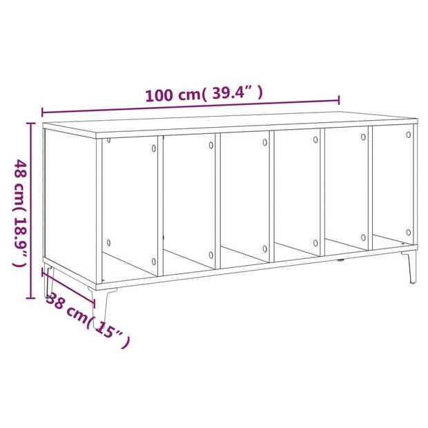 vidaXL Platenkast 100x38x48 cm bewerkt hout bruin eikenkleur