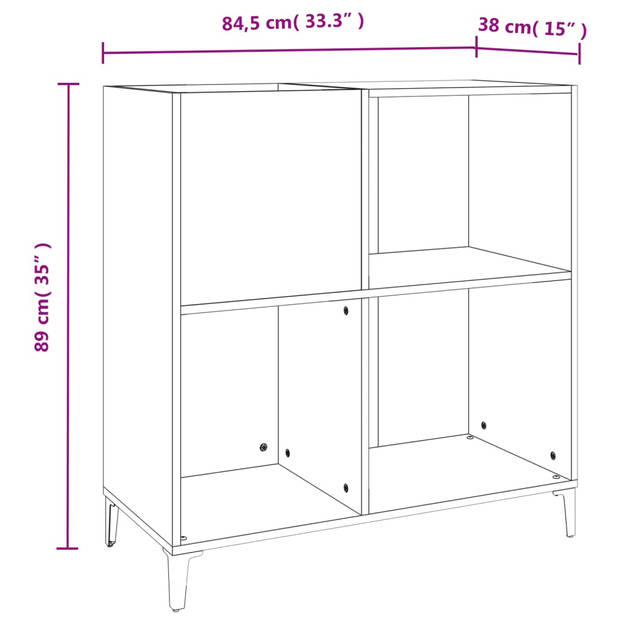 vidaXL Platenkast 84,5x38x89 cm bewerkt hout wit