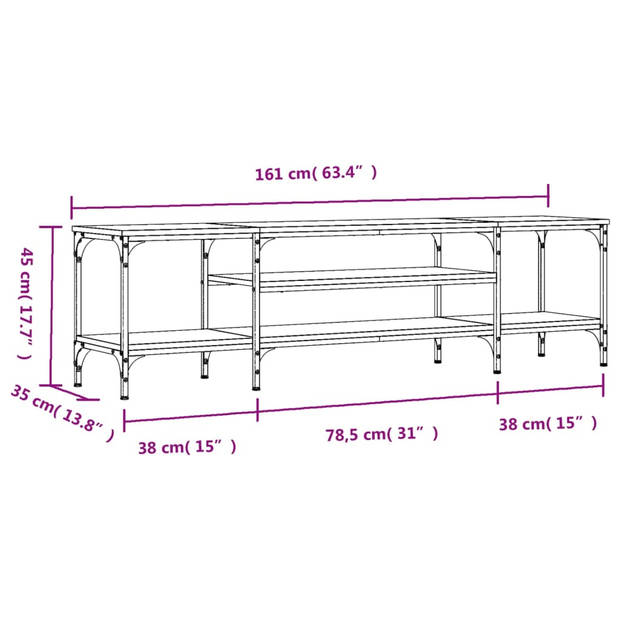 The Living Store Industriële Tv-kast - Hout - 161 x 35 x 45 cm