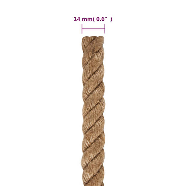 vidaXL Touw 25 m lang 14 mm dik jute