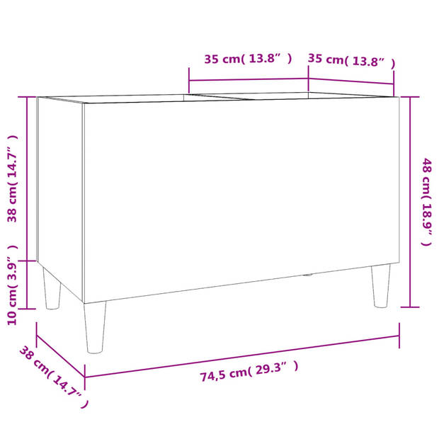 vidaXL Platenkast 74,5x38x48 cm bewerkt hout sonoma eikenkleurig