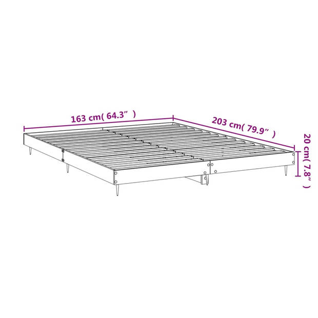 vidaXL Bedframe bewerkt hout grijs sonoma eikenkleurig 160x200 cm