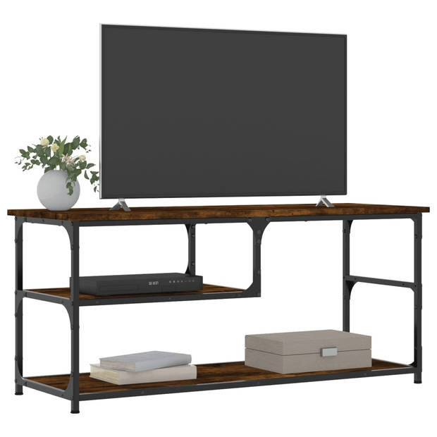 vidaXL Tv-meubel 103x38x46,5 cm bewerkt hout staal gerookt eikenkleur