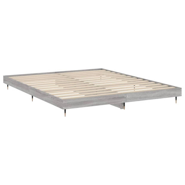 vidaXL Bedframe bewerkt hout grijs sonoma eikenkleurig 160x200 cm