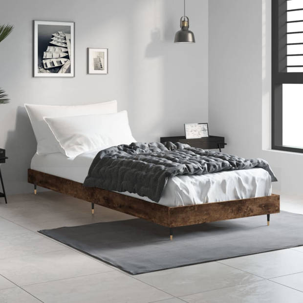 vidaXL Bedframe zonder matras hout gerookt eikenkleurig 75x190 cm