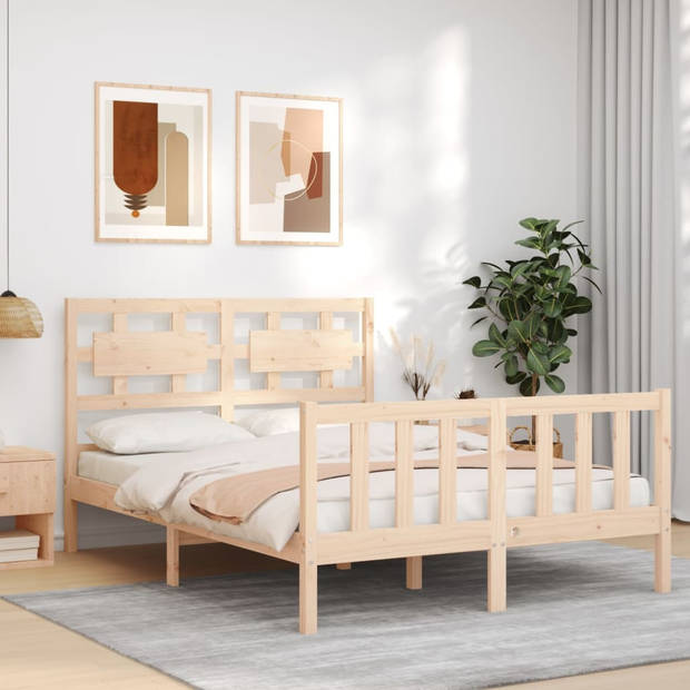 vidaXL Bedframe met hoofdbord massief hout