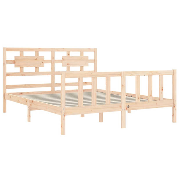 vidaXL Bedframe met hoofdbord massief hout