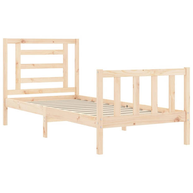 vidaXL Bedframe met hoofdbord massief hout 90x200 cm