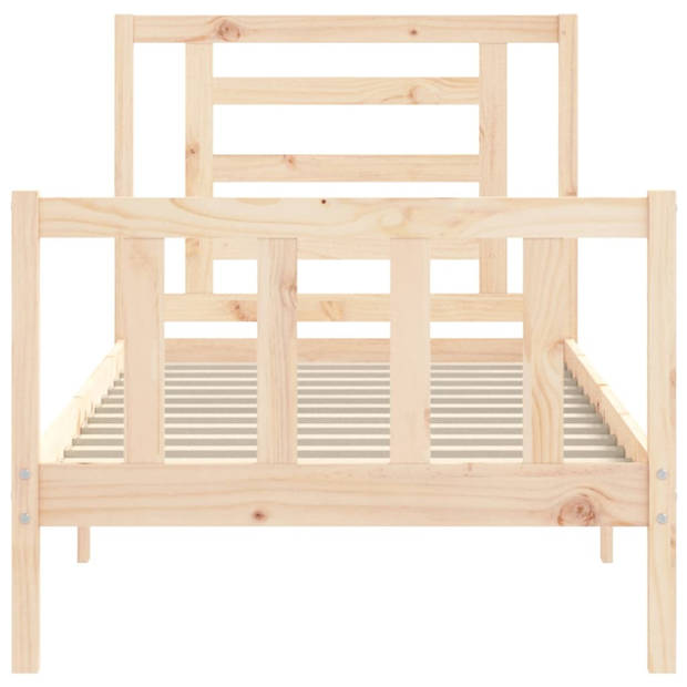 vidaXL Bedframe met hoofdbord massief hout 90x200 cm