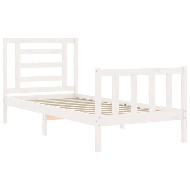 vidaXL Bedframe met hoofdbord massief hout wit