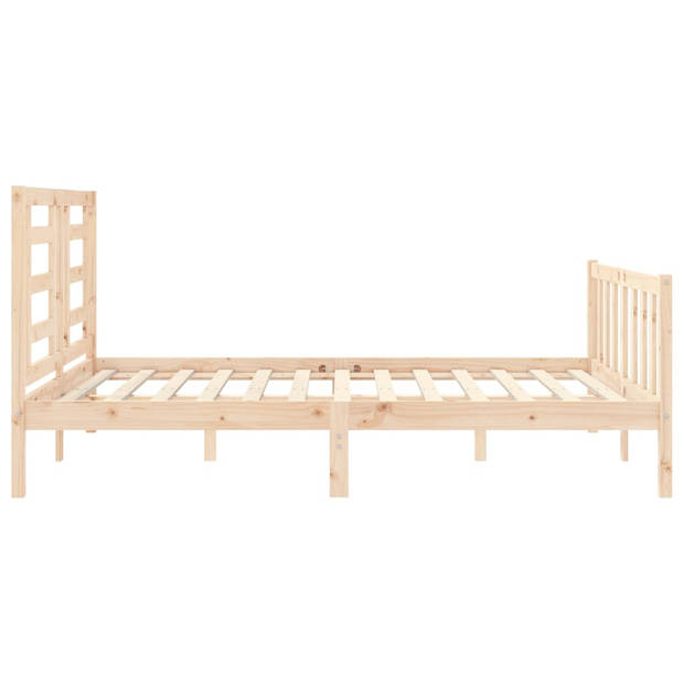 vidaXL Bedframe met hoofdbord massief hout 160x200 cm