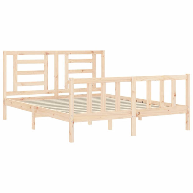 vidaXL Bedframe met hoofdbord massief hout