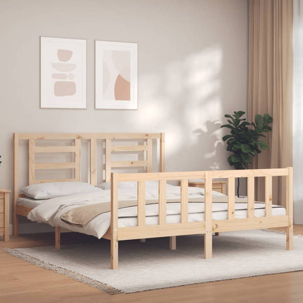 vidaXL Bedframe met hoofdbord massief hout