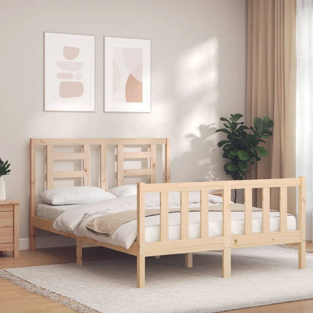 vidaXL Bedframe met hoofdbord massief hout